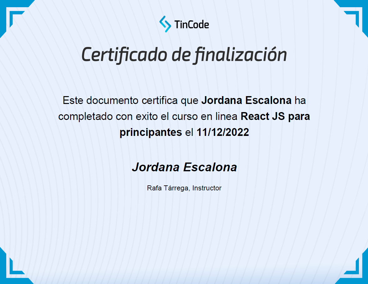 Certificado React JS para principiantes