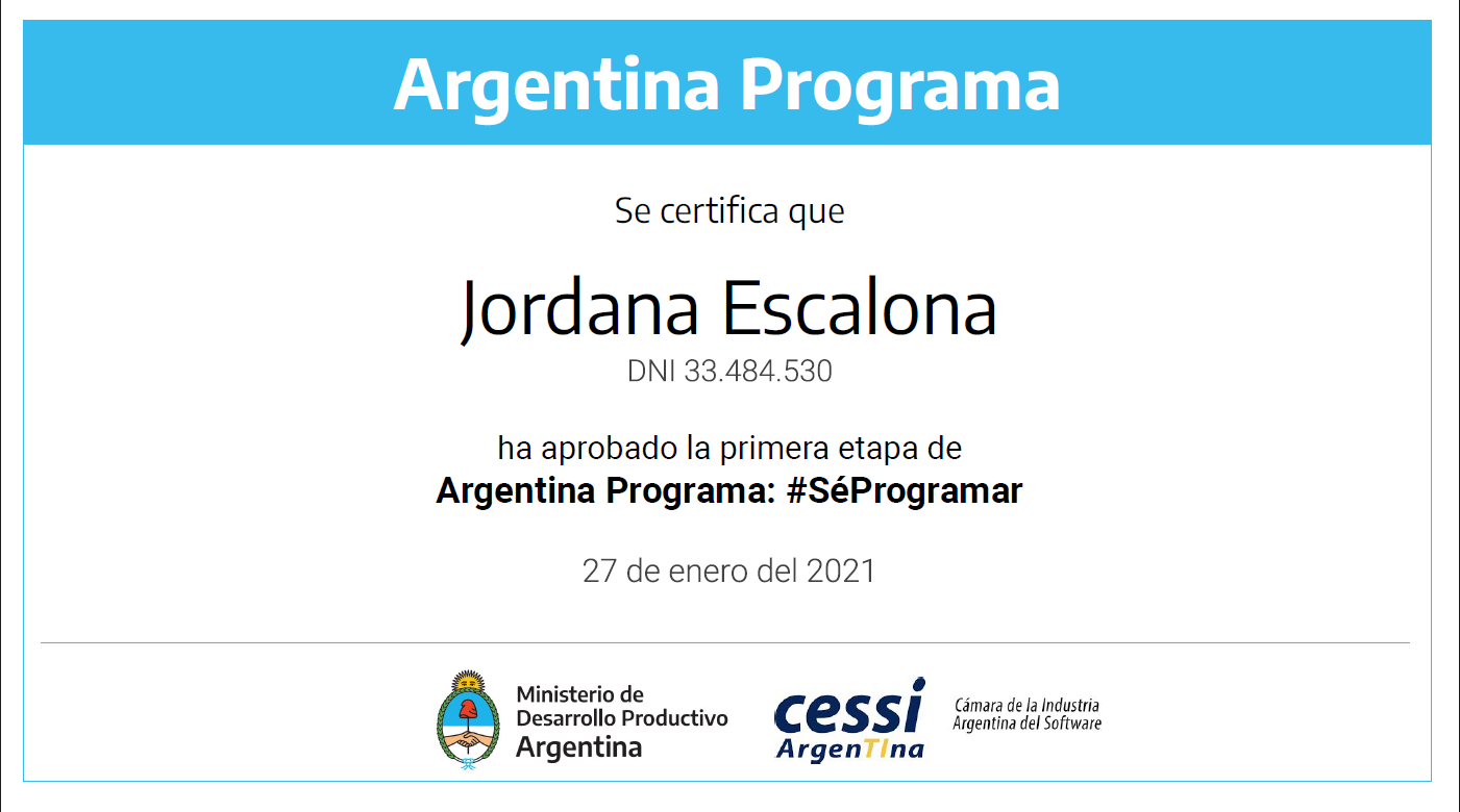Certificado Argentina programa - Sé programar