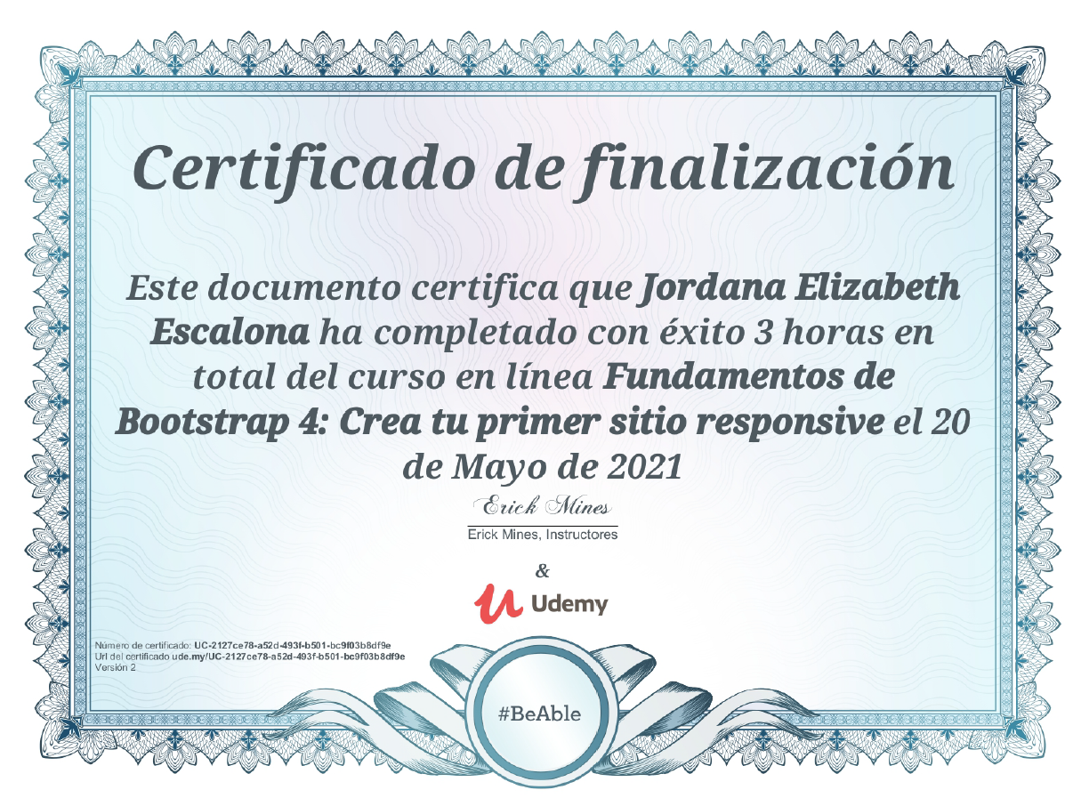 Certificado Bootstap 4