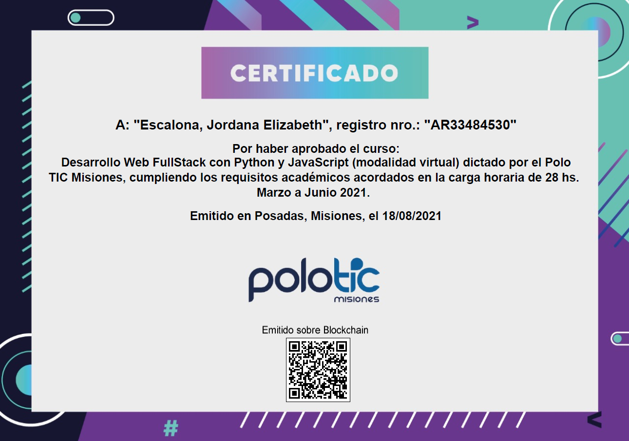 Certificado Desarrollo Web FullStack con Python y JavaScript